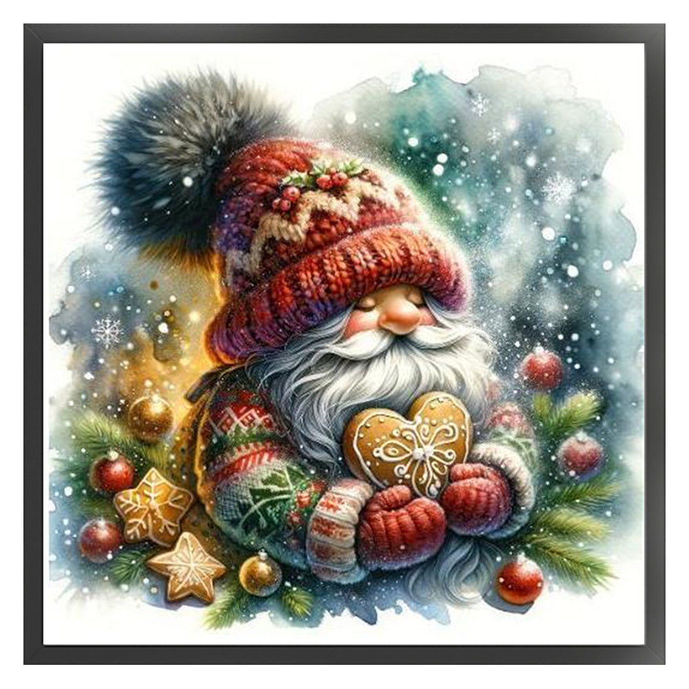 Gnome Holding Cookies - 11CT Stamped Cross Stitch 40*40CM