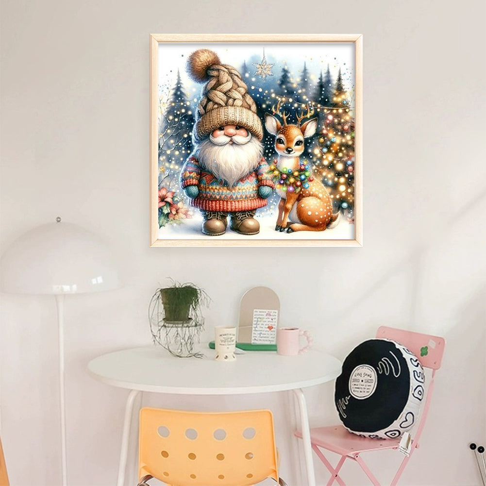 Gnome And Elk - 11CT Stamped Cross Stitch 40*40CM