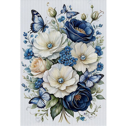 Flowers And Butterflies - 14CT Stamped Cross Stitch 40*60CM