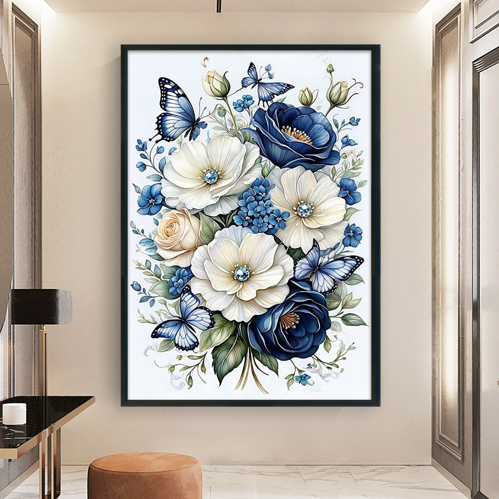 Flowers And Butterflies - 14CT Stamped Cross Stitch 40*60CM