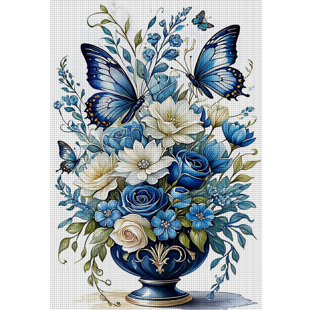 Flowers And Butterflies - 14CT Stamped Cross Stitch 40*60CM