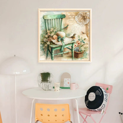 Floral Hat On Chair - 11CT Stamped Cross Stitch 40*40CM