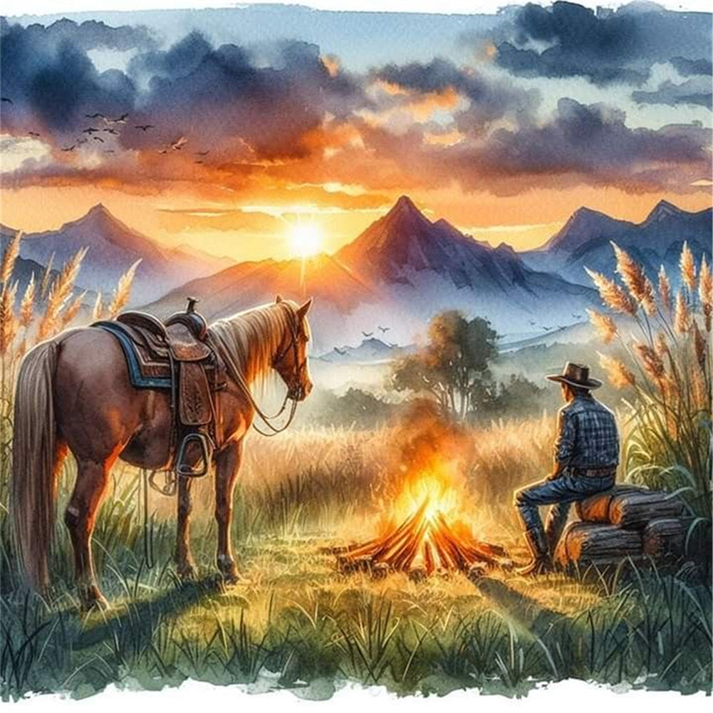 Sunset Scenery - 11CT Stamped Cross Stitch 40*40CM