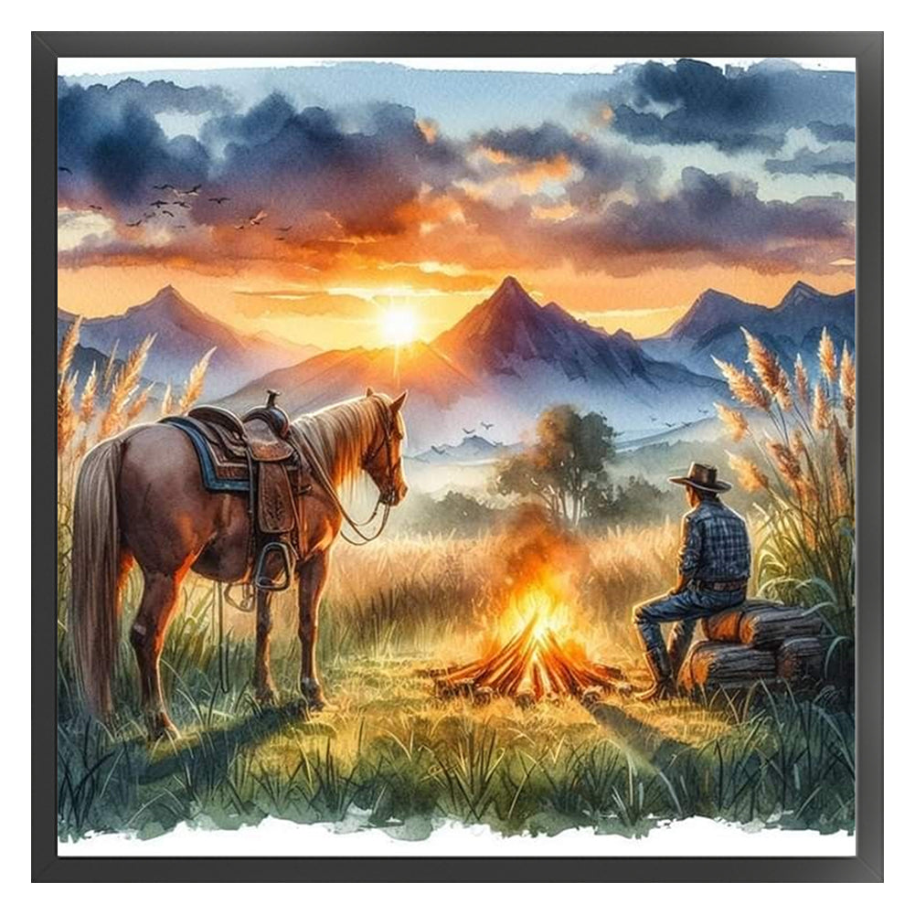 Sunset Scenery - 11CT Stamped Cross Stitch 40*40CM