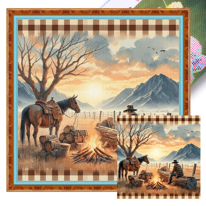 Sunset Scenery - 11CT Stamped Cross Stitch 40*40CM