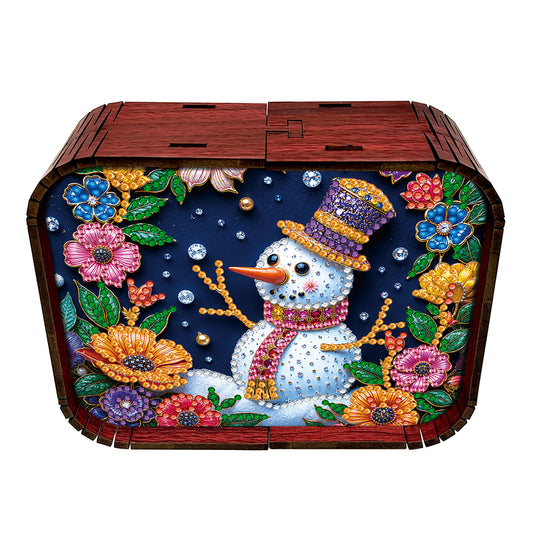 1pc Snowman Wooden Music Box Diamond Painting Art Kit Unique Gift for Christmas