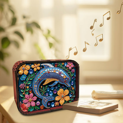 1pc Dolphin Wooden Music Box Diamond Painting Art Kit Unique Gift for Christmas