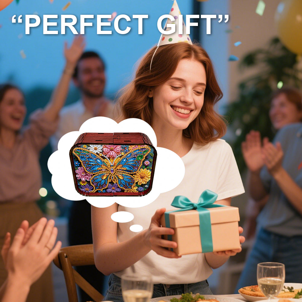 1pc Butterfly Wooden Music Box Diamond Painting Art Kit Gift for Christmas