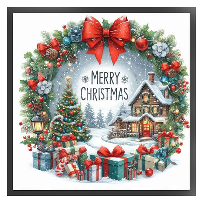 Christmas Cottage - 14CT Stamped Cross Stitch 40*40CM