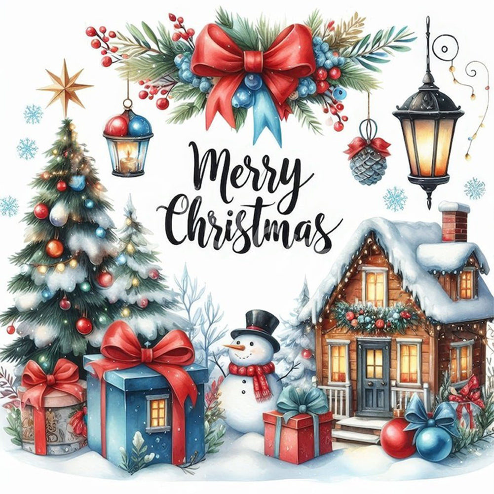 Christmas Cottage - 14CT Stamped Cross Stitch 40*40CM