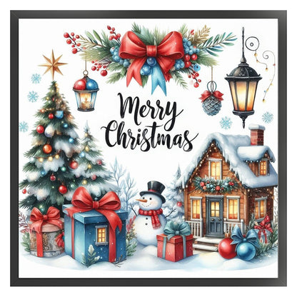 Christmas Cottage - 14CT Stamped Cross Stitch 40*40CM