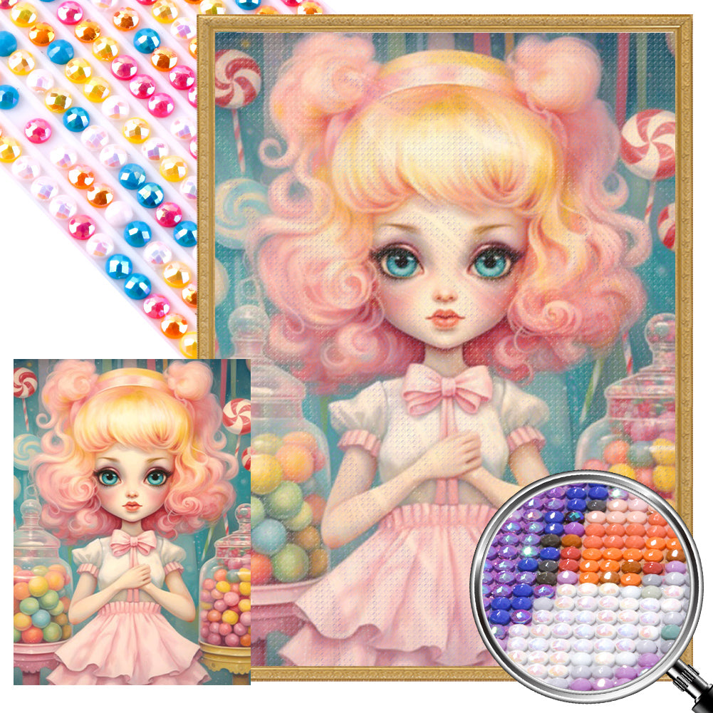 Big-Eyed Girl - Full Round Drill Diamond Painting 40*55CM(Partial AB)