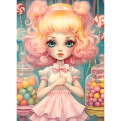 Big-Eyed Girl - Full Round Drill Diamond Painting 40*55CM(Partial AB)