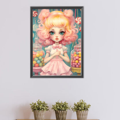 Big-Eyed Girl - Full Round Drill Diamond Painting 40*55CM(Partial AB)