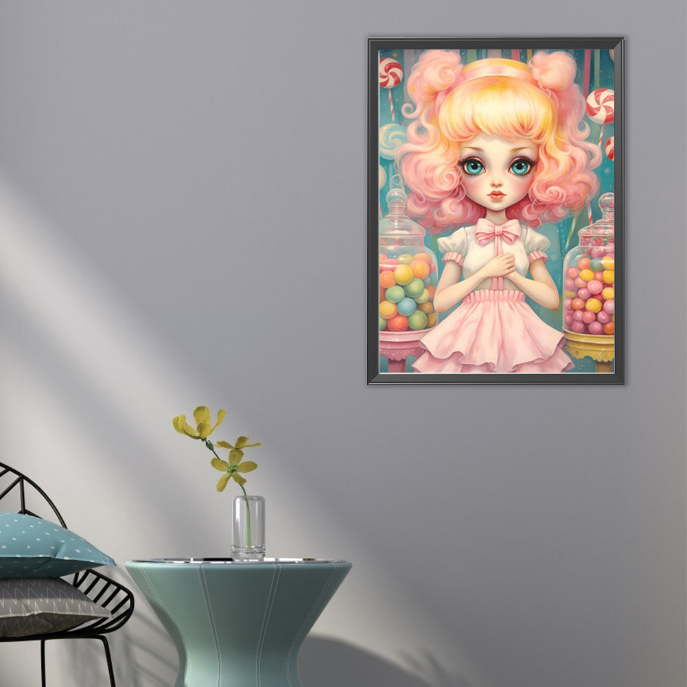 Big-Eyed Girl - Partial AB Full Round Drill Diamond Painting 40*55CM