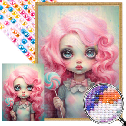 Big-Eyed Girl - Partial AB Full Round Drill Diamond Painting 40*55CM