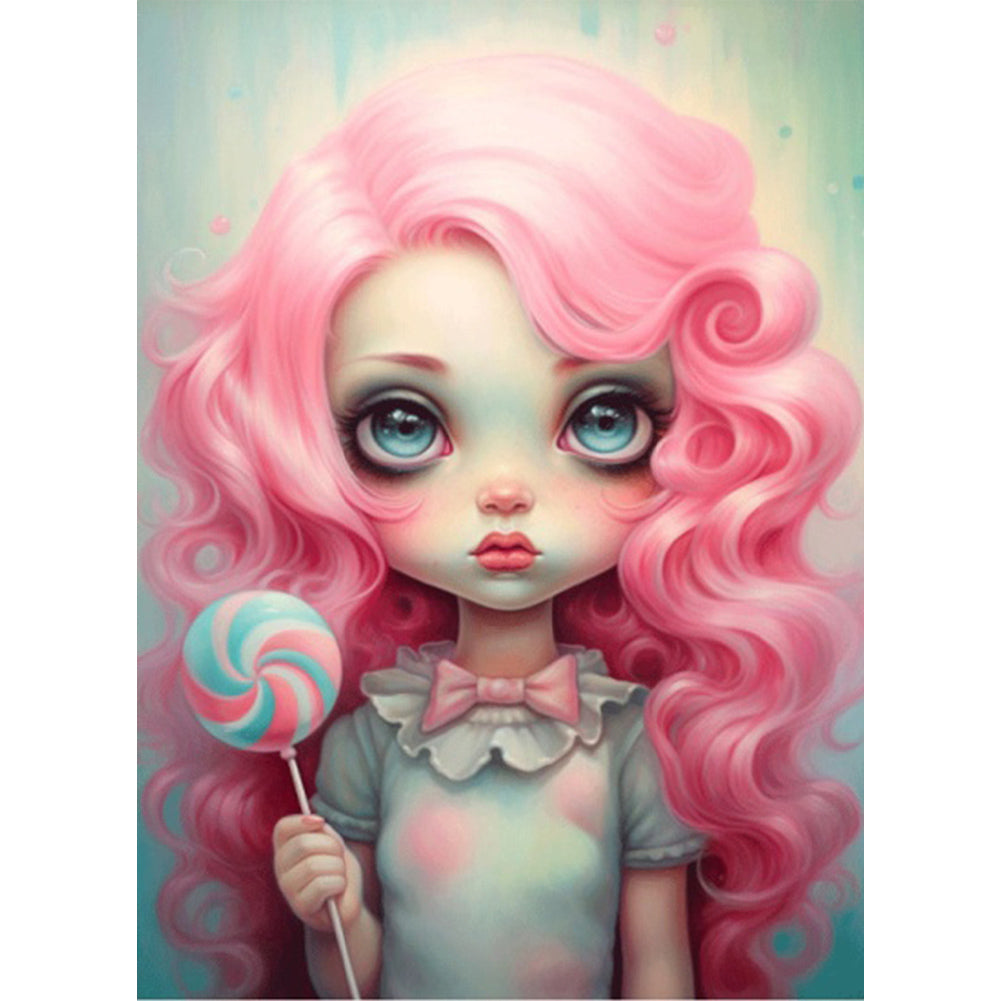 Big-Eyed Girl - Full Round Drill Diamond Painting 40*55CM(Partial AB)