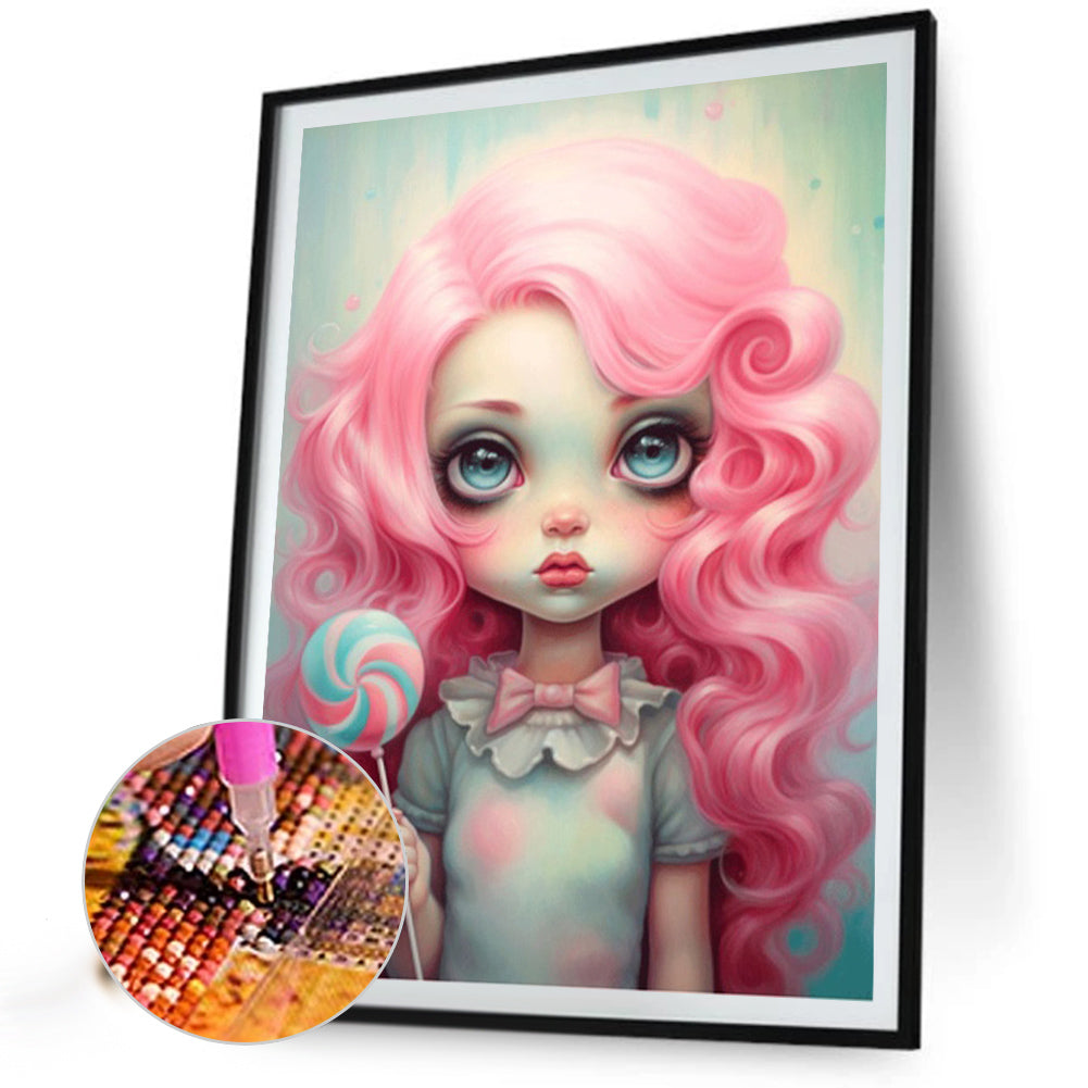 Big-Eyed Girl - Partial AB Full Round Drill Diamond Painting 40*55CM