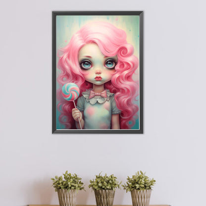 Big-Eyed Girl - Partial AB Full Round Drill Diamond Painting 40*55CM