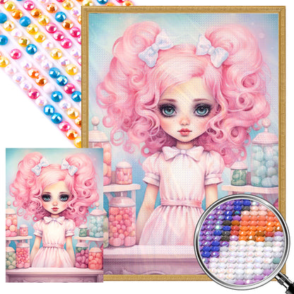 Big-Eyed Girl - Partial AB Full Round Drill Diamond Painting 40*55CM