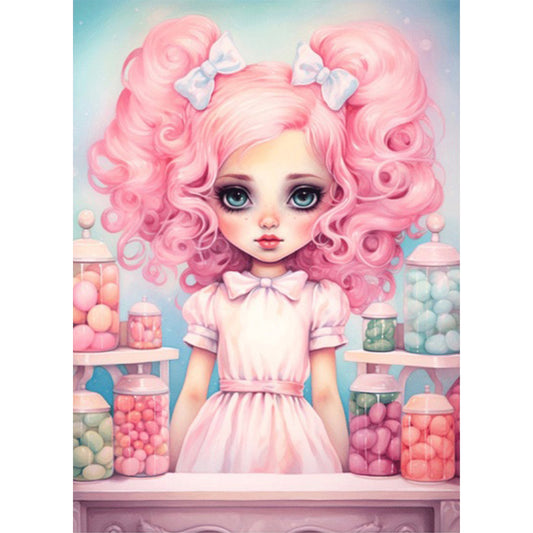 Big-Eyed Girl - Full Round Drill Diamond Painting 40*55CM(Partial AB)