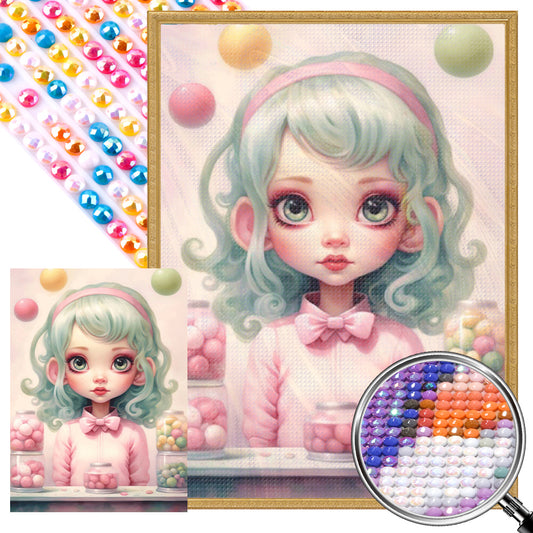 Big-Eyed Girl - Full Round Drill Diamond Painting 40*55CM(Partial AB)