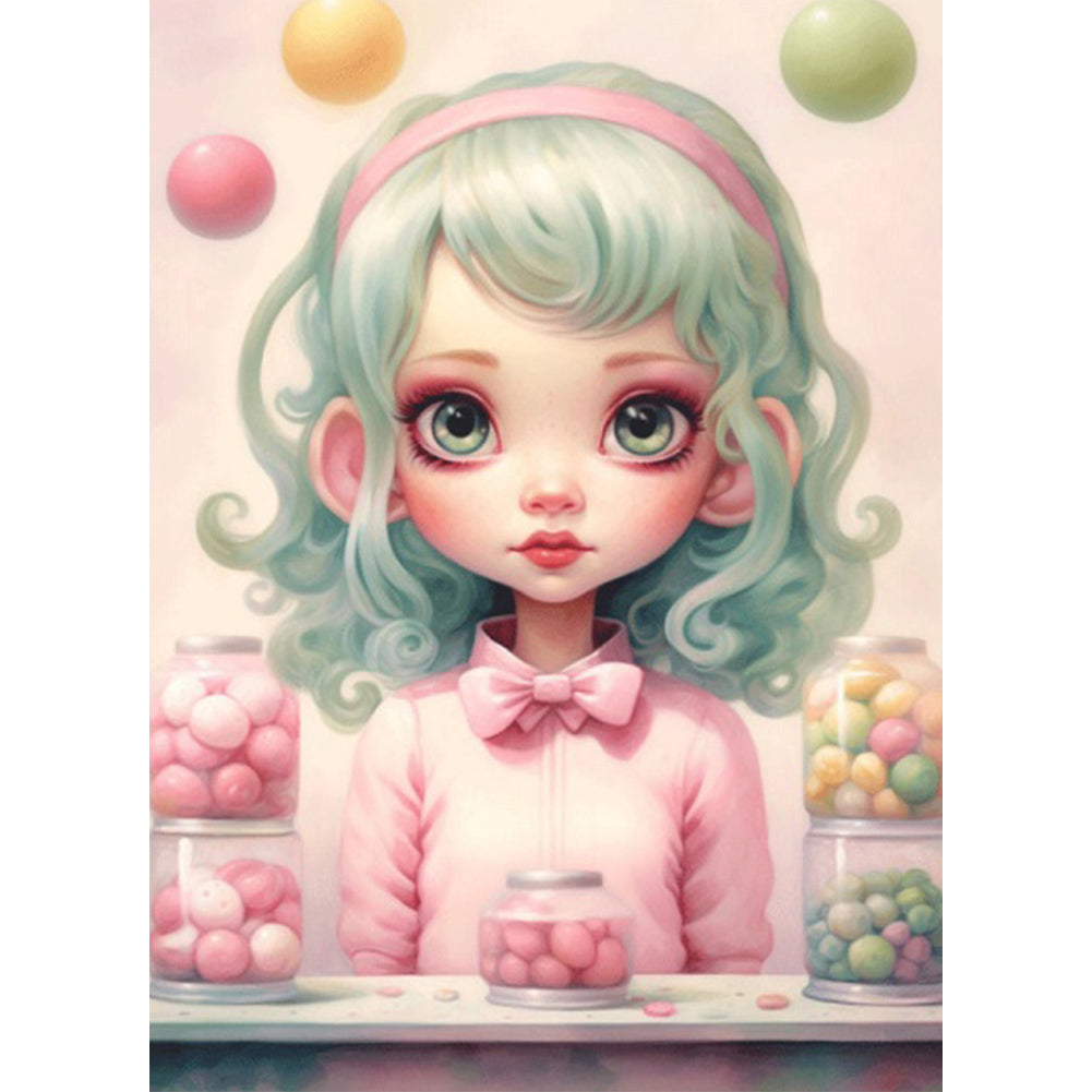 Big-Eyed Girl - Partial AB Full Round Drill Diamond Painting 40*55CM