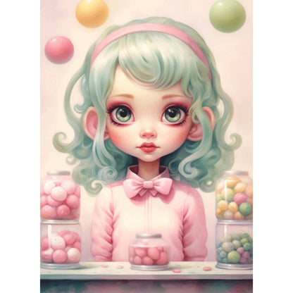 Big-Eyed Girl - Partial AB Full Round Drill Diamond Painting 40*55CM
