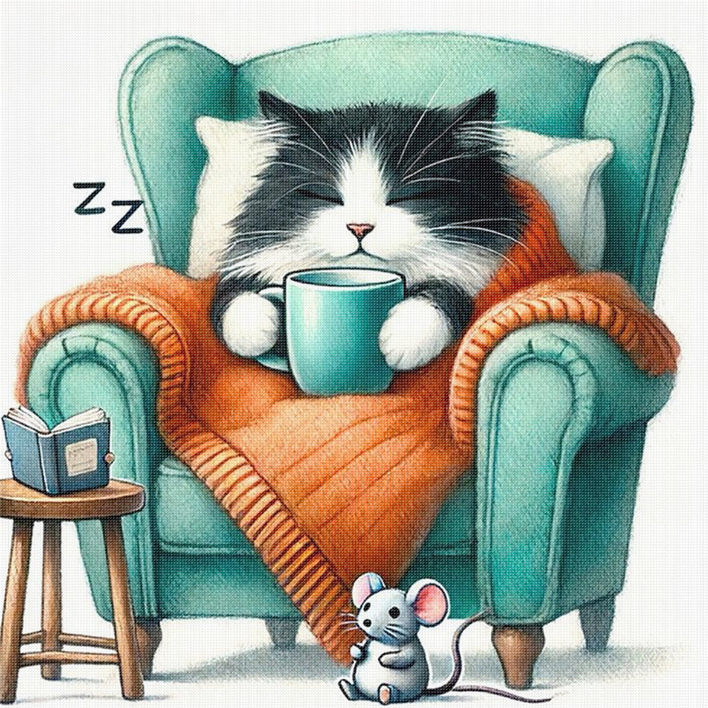 Kitten On The Sofa - 11CT Stamped Cross Stitch 40*40CM