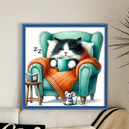 Kitten On The Sofa - 11CT Stamped Cross Stitch 40*40CM