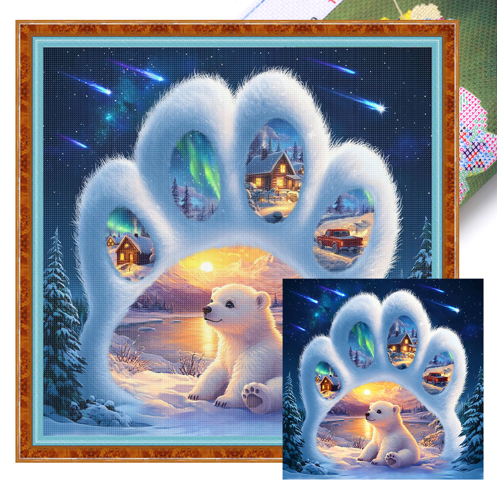 Bear Paw Silhouette - 11CT Stamped Cross Stitch 40*40CM