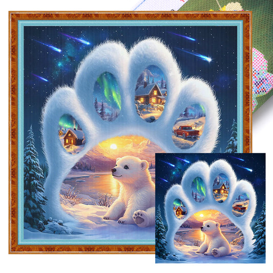Bear Paw Silhouette - 11CT Stamped Cross Stitch 40*40CM
