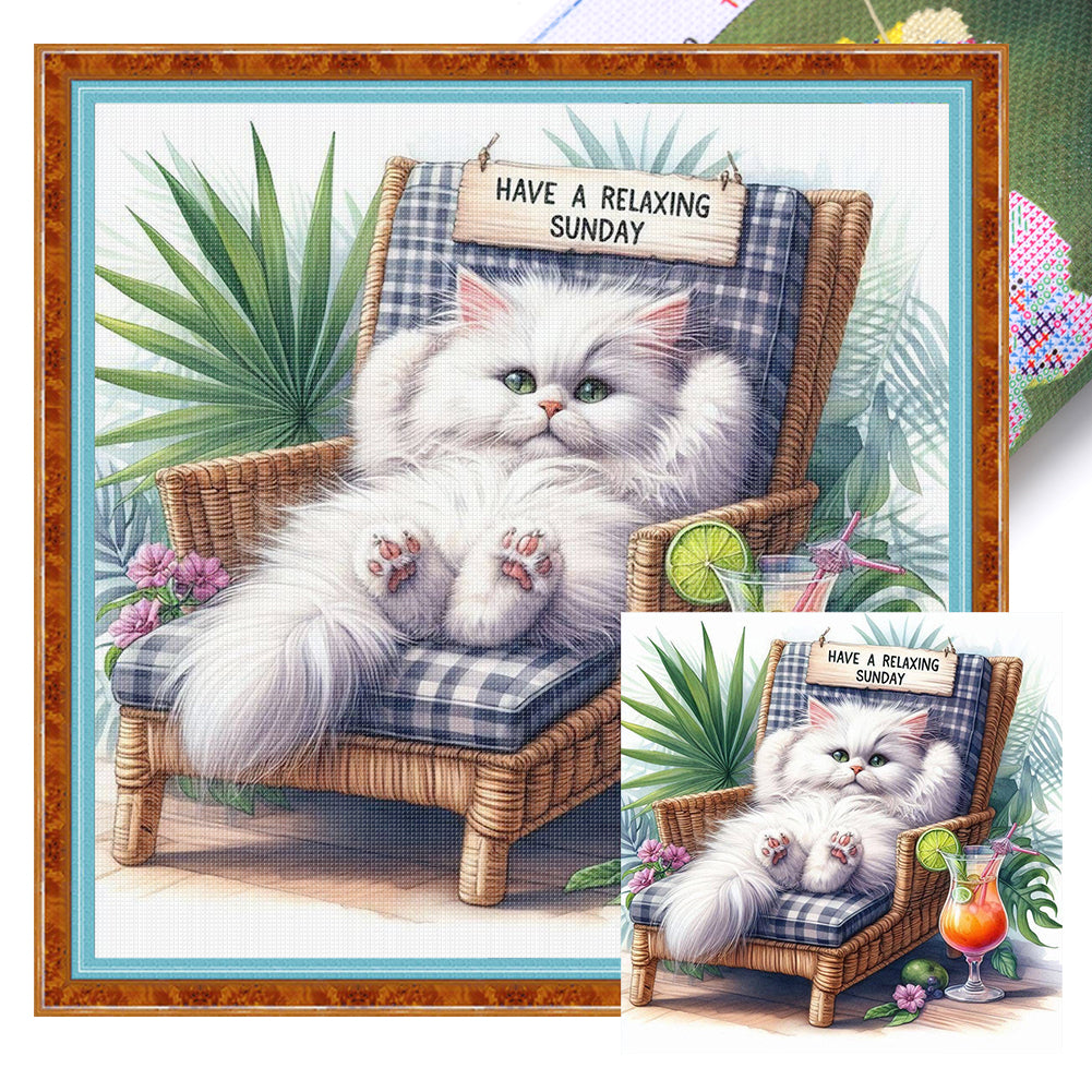 Kitten On A Chair - 11CT Stamped Cross Stitch 40*40CM