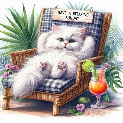 Kitten On A Chair - 11CT Stamped Cross Stitch 40*40CM