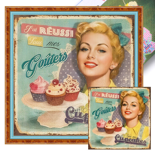 Retro Billboard - 11CT Stamped Cross Stitch 40*40CM