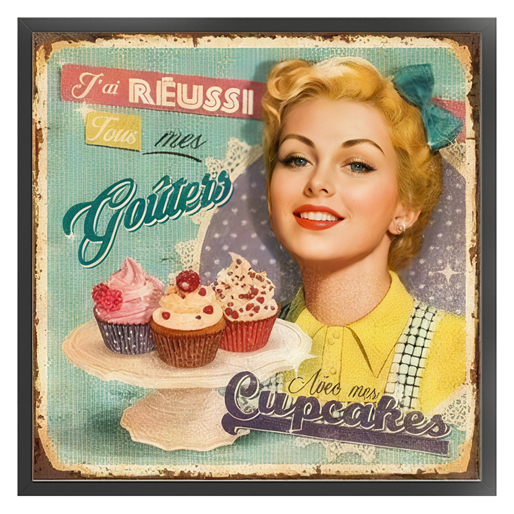 Retro Billboard - 11CT Stamped Cross Stitch 40*40CM
