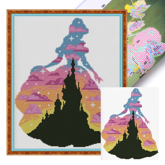 Princess Castle Silhouette - 11CT Stamped Cross Stitch 40*50CM