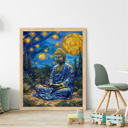 Buddha Statue Under A Starry Sky - 11CT Stamped Cross Stitch 40*50CM