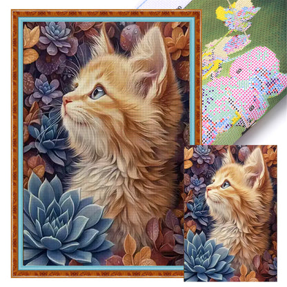Succulent Cat - 11CT Stamped Cross Stitch 50*70CM£¨Mona Lisa Brand£©