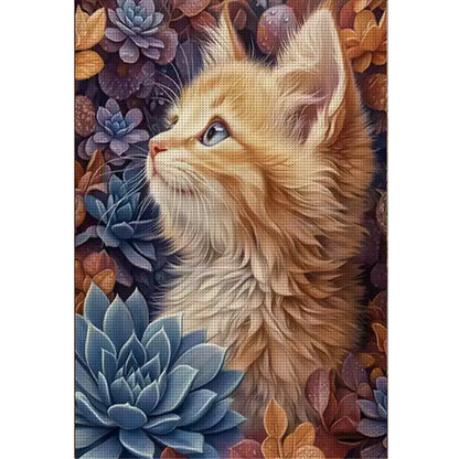 Succulent Cat - 11CT Stamped Cross Stitch 50*70CM£¨Mona Lisa Brand£©