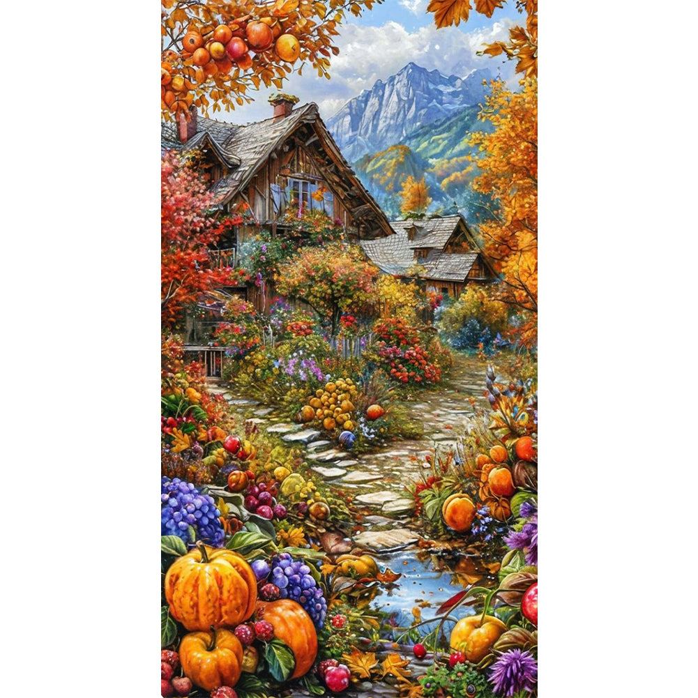 Autumn Cabin - Full Round Drill Diamond Painting 40*70CM