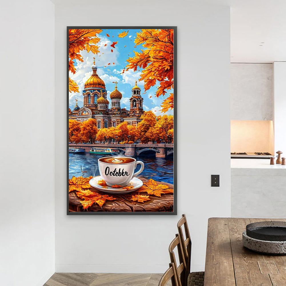 Autumn And Coffee - Full Round Drill Diamond Painting 40*70CM