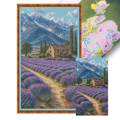 Lavender Fields At The Foot Of The Alps - 14CT Stamped Cross Stitch 65*110CM£¨Fairy Brand £©