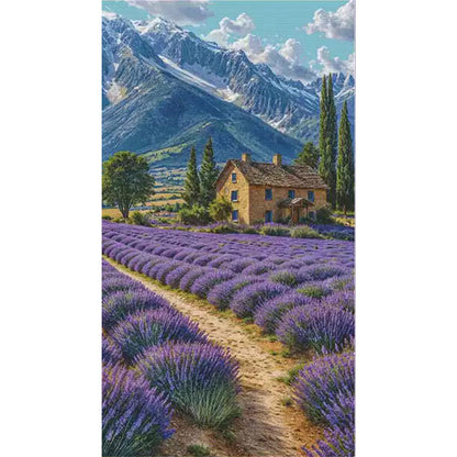 Lavender Fields At The Foot Of The Alps - 14CT Stamped Cross Stitch 65*110CM£¨Fairy Brand £©