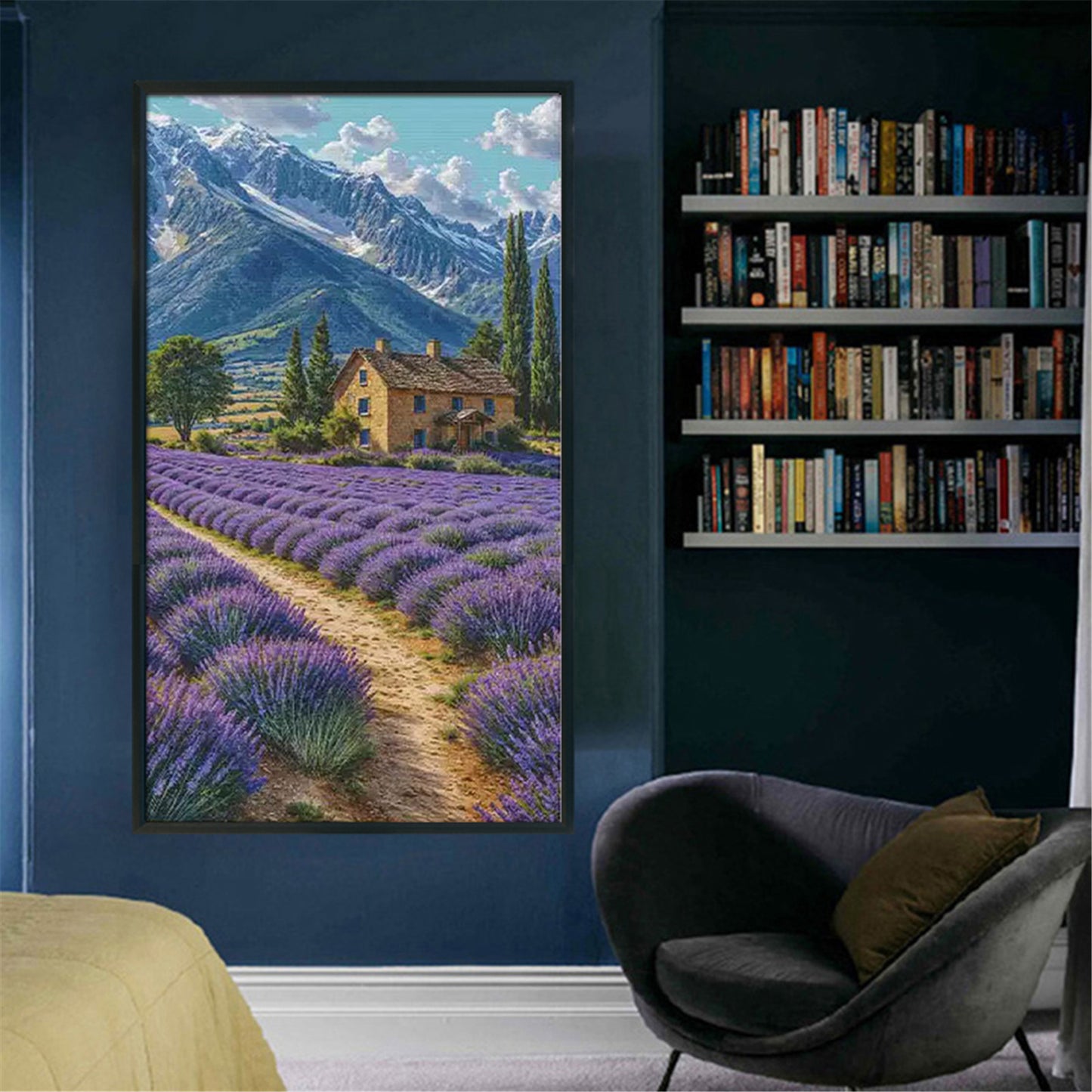 Lavender Fields At The Foot Of The Alps - 14CT Stamped Cross Stitch 65*110CM£¨Fairy Brand £©
