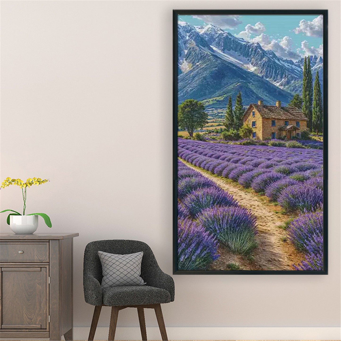 Lavender Fields At The Foot Of The Alps - 14CT Stamped Cross Stitch 65*110CM£¨Fairy Brand £©