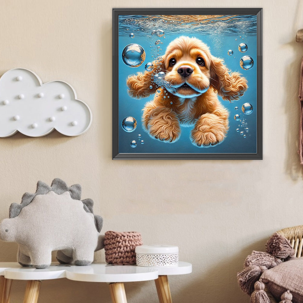 Swimming Dog - Full Round Drill Diamond Painting 40*40CM