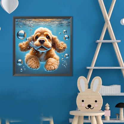 Swimming Dog - Full Round Drill Diamond Painting 40*40CM