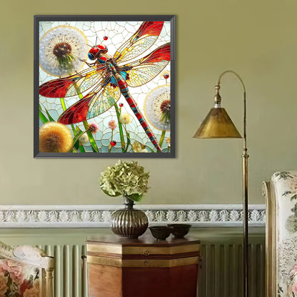 Dragonfly And Dandelion - Full Round Drill Diamond Painting 40*40CM