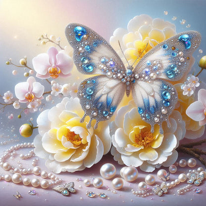 Flowers And Butterflies - Full Round Drill Diamond Painting 40*40CM